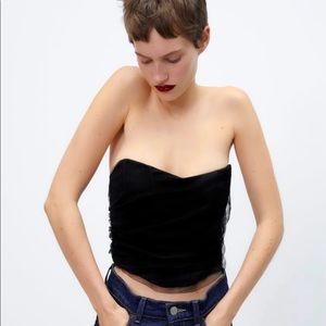 Zara Corsetry Tulle Crop in black
